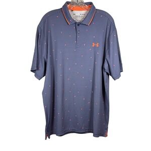 Under Armour Golf Polo, THE ISO-CHILL POLO, Navy, Geometric Shapes, Size Large